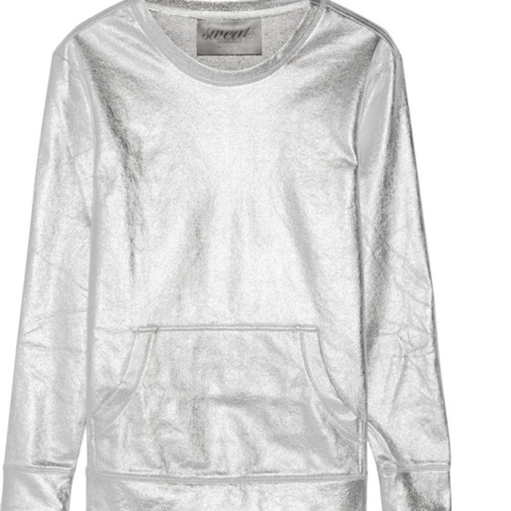 Norma Kamali Silver Metallic Sweatshirt